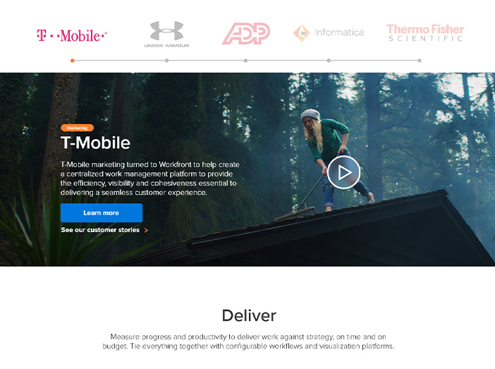 Workfront homepage redesign