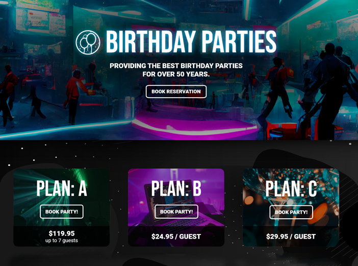 Classic Fun Center birthday parties page