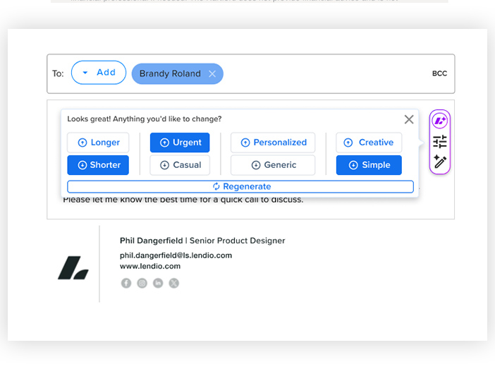 Lendio product screen