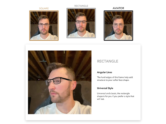 Luna virtual try-on frame recommendations