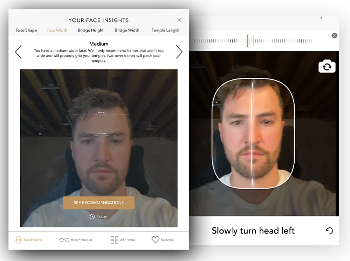 Luna virtual try-on face scan