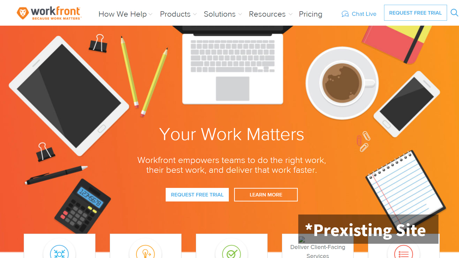 Workfront homepage redesign detail