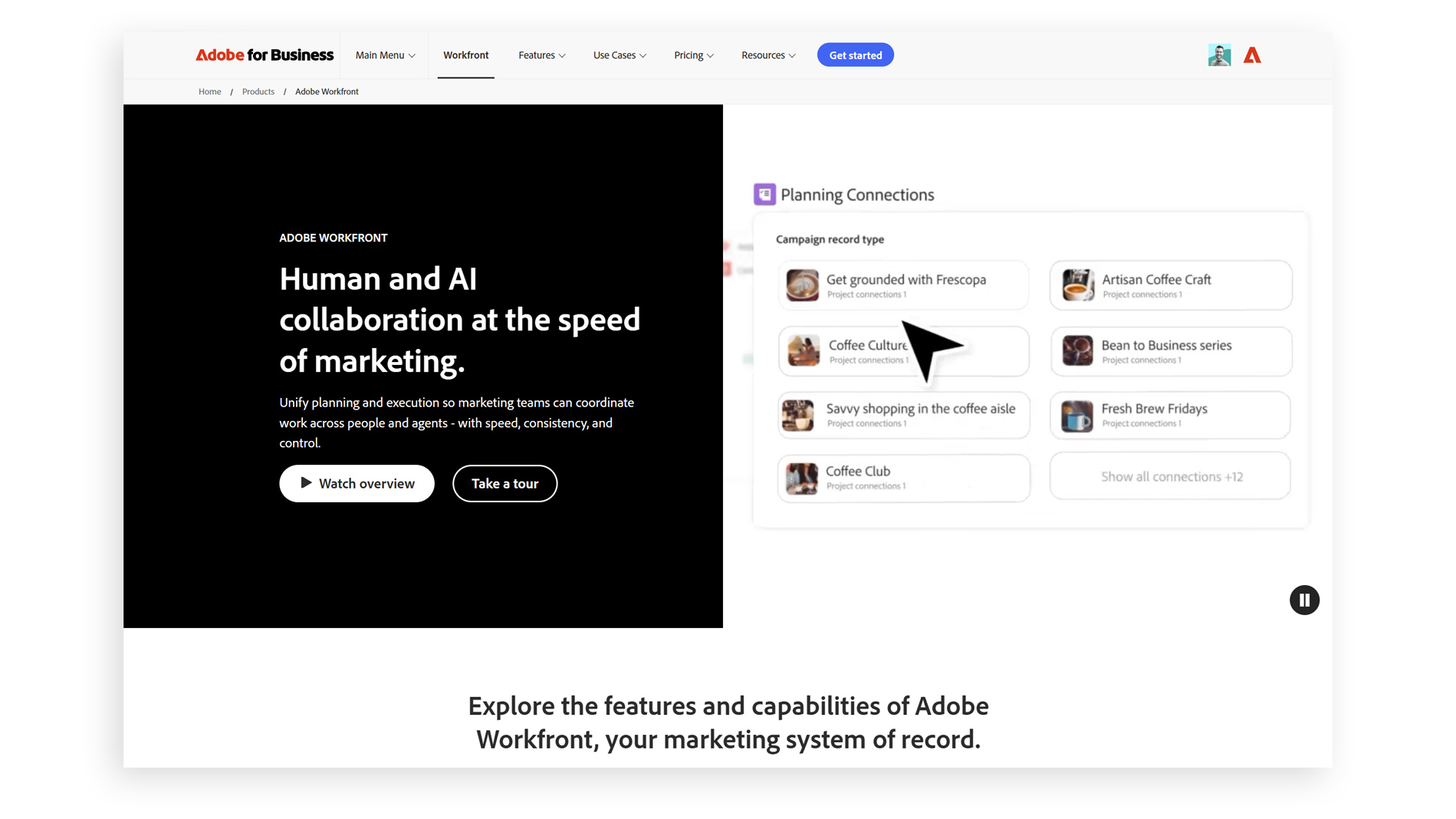 Workfront site, final result